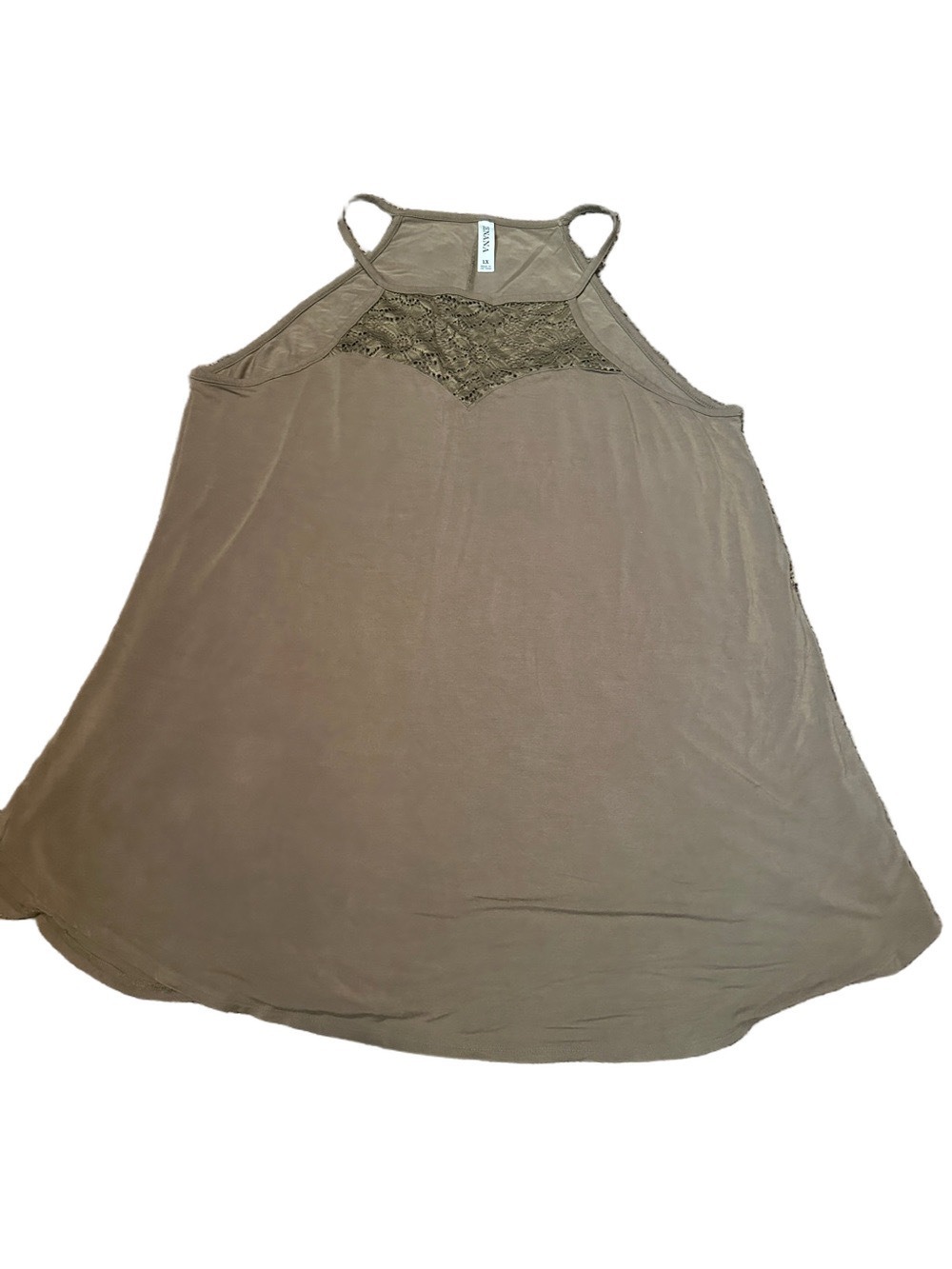 Zenana Olive Green Lace Accent Halter Tank 1X